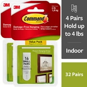 Command Small Picture Hanging Strips, 32 Strips 2 Pack