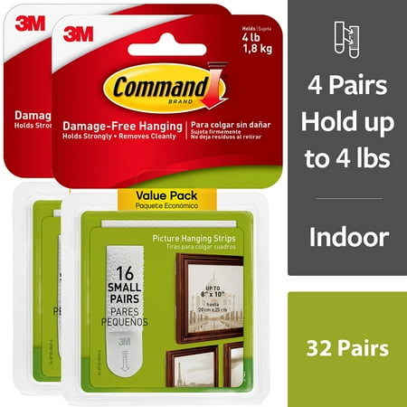 Command Small Picture Hanging Strips, 32 Strips 2 Pack