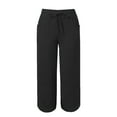 thumbnail image 4 of Pxiakgy Linen Pants for Women Casual Pants Elastic and Comfortable Fabric Pants Sports and Leisure Beach Comfy Casual Pants Lightweight Loose Trousers Summer Beach Vacation Outfits 2025 Black S, 4 of 5
