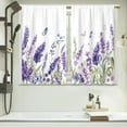 thumbnail image 6 of Purple Lavender Flower Kitchen Curtains Floral Butterfly Bathroom Curtains Window Treatment Drapes Tier Rustic Plant Cafe Small Bedroom Short French Door Curtains 2 Panels 27.5x39 Inch, 6 of 6