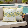 thumbnail image 4 of Summer Lemons Outdoor Pillow Covers Pack of 2 Yellow Fruit Plants Leaves Yellow Checkered Waterproof Throw Pillow Covers Decorative Cushion Cases for Patio Garden Tent Balcony Couch 26x26 inch, 4 of 9