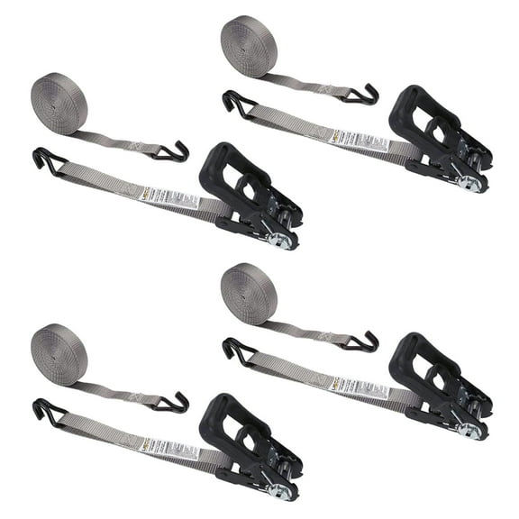 1" x 20' Rubber Coated Ratchet Strap w/ Vinyl Coated Wire Hooks - 4