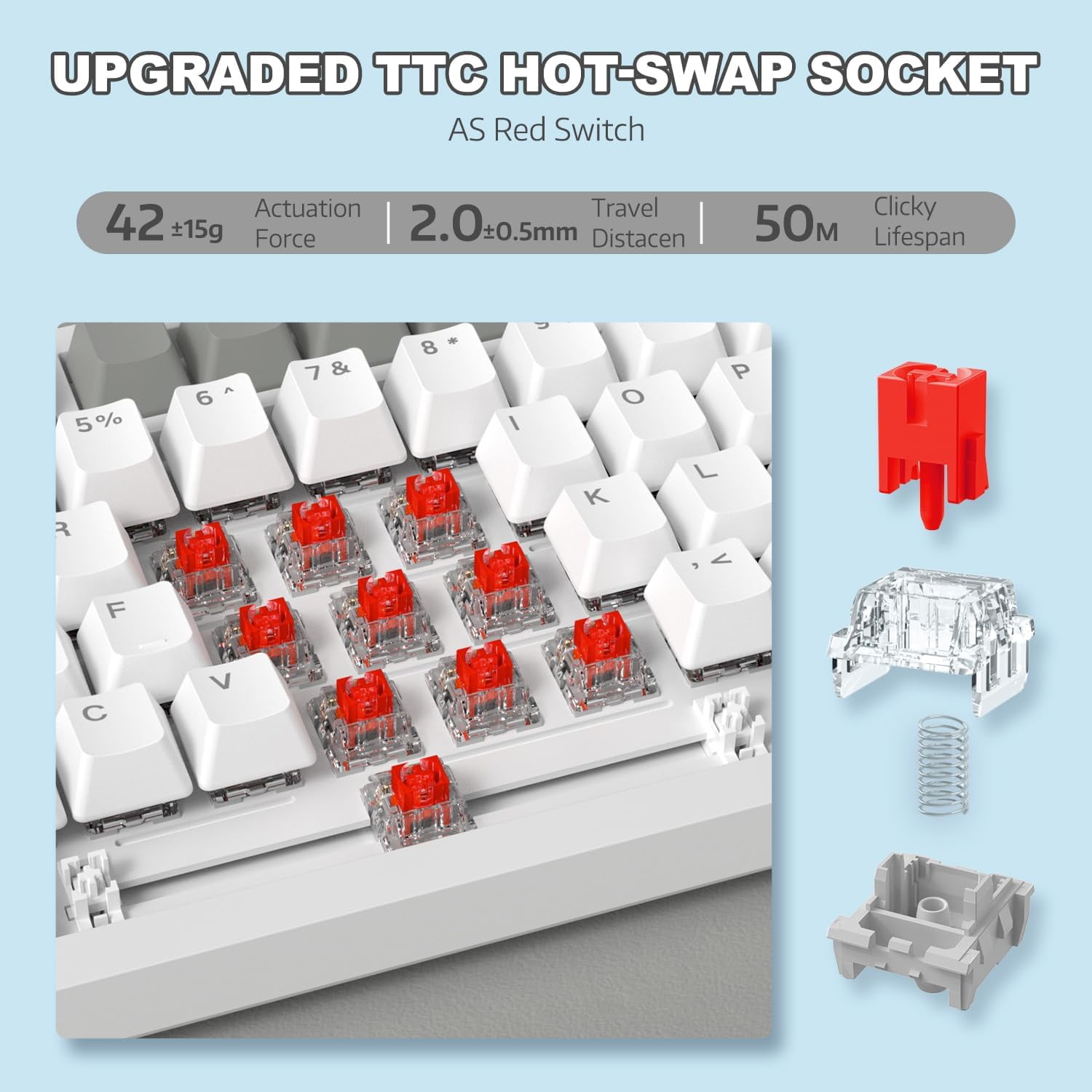 AJAZZ AK820 Mechanical Keyboard with CNC Knob Control, 75% ANSI Layout, 81Keys Gasket Mount Wired Gaming Keyboard, 5 Sound Absorbing Foam Hot-swap for PC, MAC