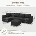 thumbnail image 2 of Marrber Convertible Modular L-Shaped Sectional Couch, 5 Seats Corner Sofa with Storage Ottoman for Living Room Small Space, Linen Grey, 2 of 8