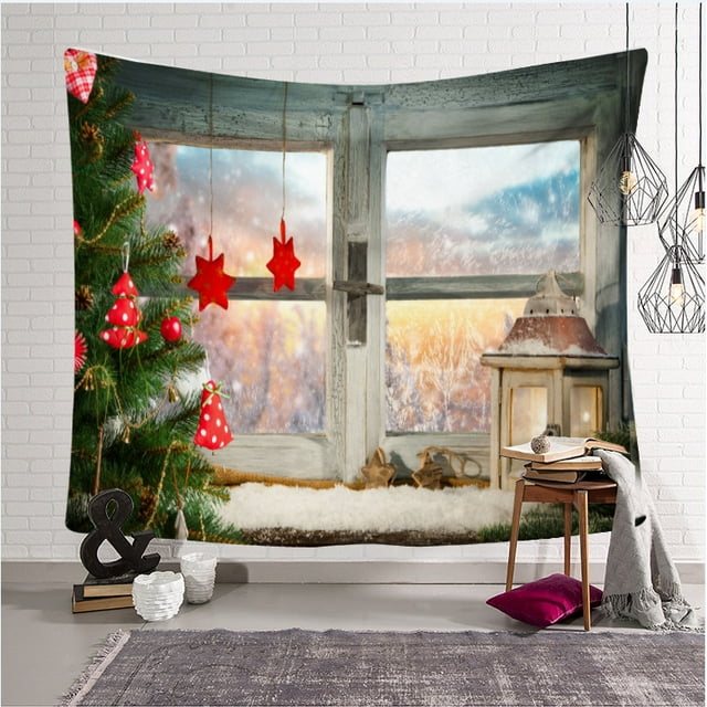 Tapiz de Navidad Árbol de Navidad Tela de Papá Noel Tela de pared Calcetines de Navidad Regalo de Navidad Tapiz colgante de pared oso de fresa Hogar