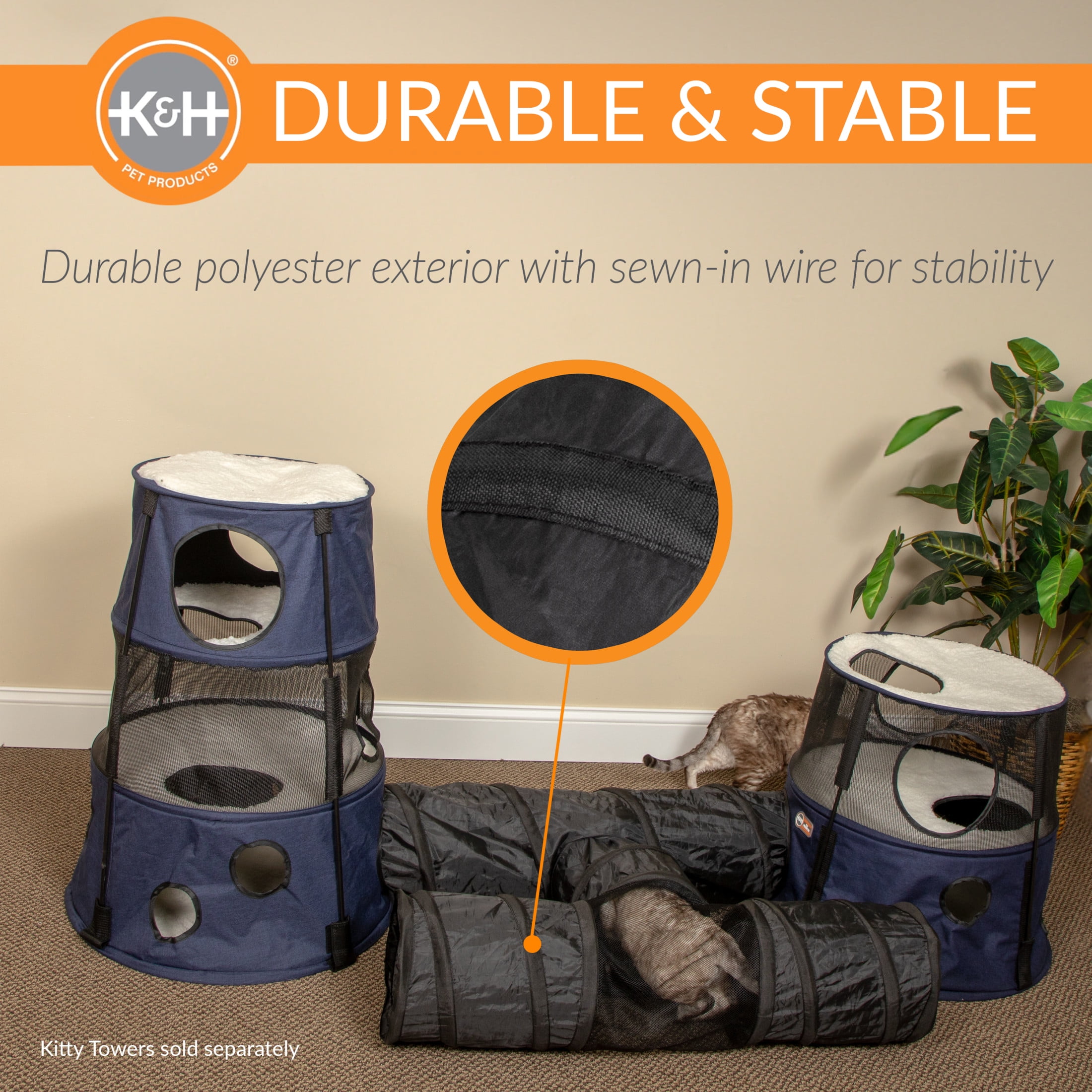 K&H Pet Products Cat Tunnel Toy 3-Way T-Tunnel Black 33 X 20 X 9 Inches