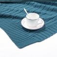 thumbnail image 5 of Unique Bargains Soft 100% Cotton Cable Knitted Throw Blanket For Couch Bondi Blue 47" x 70", 5 of 8