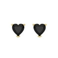 thumbnail image 3 of 1 Ct Heart Cut Studs Black Natural Onyx 14K Yellow Solid Solid Gold Everyday Dainty Earrings Screw Back, 3 of 7