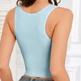 thumbnail image 3 of PInxai Longline Bras for Women Mesh Wide Straps Breathable Smoothing Back Bras Comfy Supportive Built in Bra Tank Tops,Light Blue,L, 3 of 5