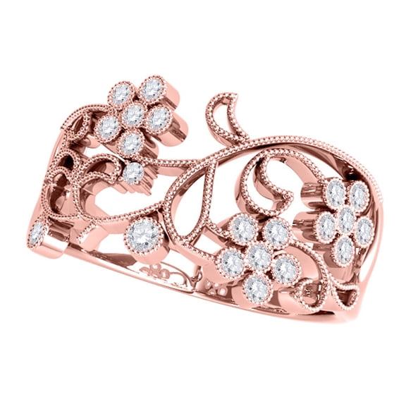 Aone 0.15 Carat Natural Diamond Wedding & Engagement Rose Gold Ring for Women