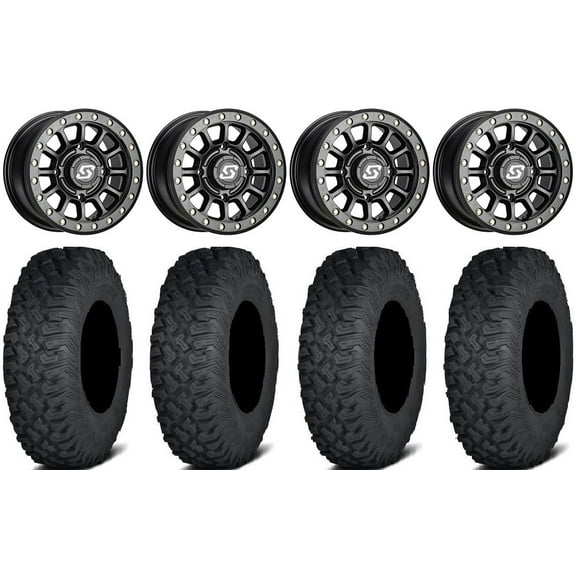 Sedona Sano Bdlk 15x6 Wheels Bk 35" Coyote Tires Can-Am Maverick X3 / Honda Pioneer 1000 / Talon