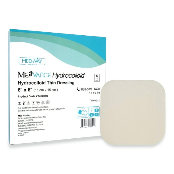 MedVance TM Hydrocolloid - Hydrocolloid Adhesive Thin Dressing 6"X 6" Box of 5 Dressing