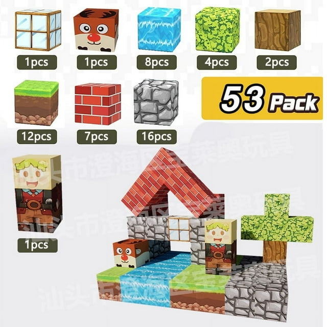 Juego de bloques de construcción magnéticos de Minecraft para una diversión creativa y sensorial