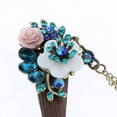 thumbnail image 3 of Women Wooden Hair Stick, Flower Pin, Rhinestone Hair Clip hair Chopsticks, with Blue, 3 of 8