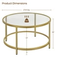 thumbnail image 2 of Yaheetech 27.5" Modern Glass Top Round Coffee Table for Living Room, Apartment, Gold, 2 of 7