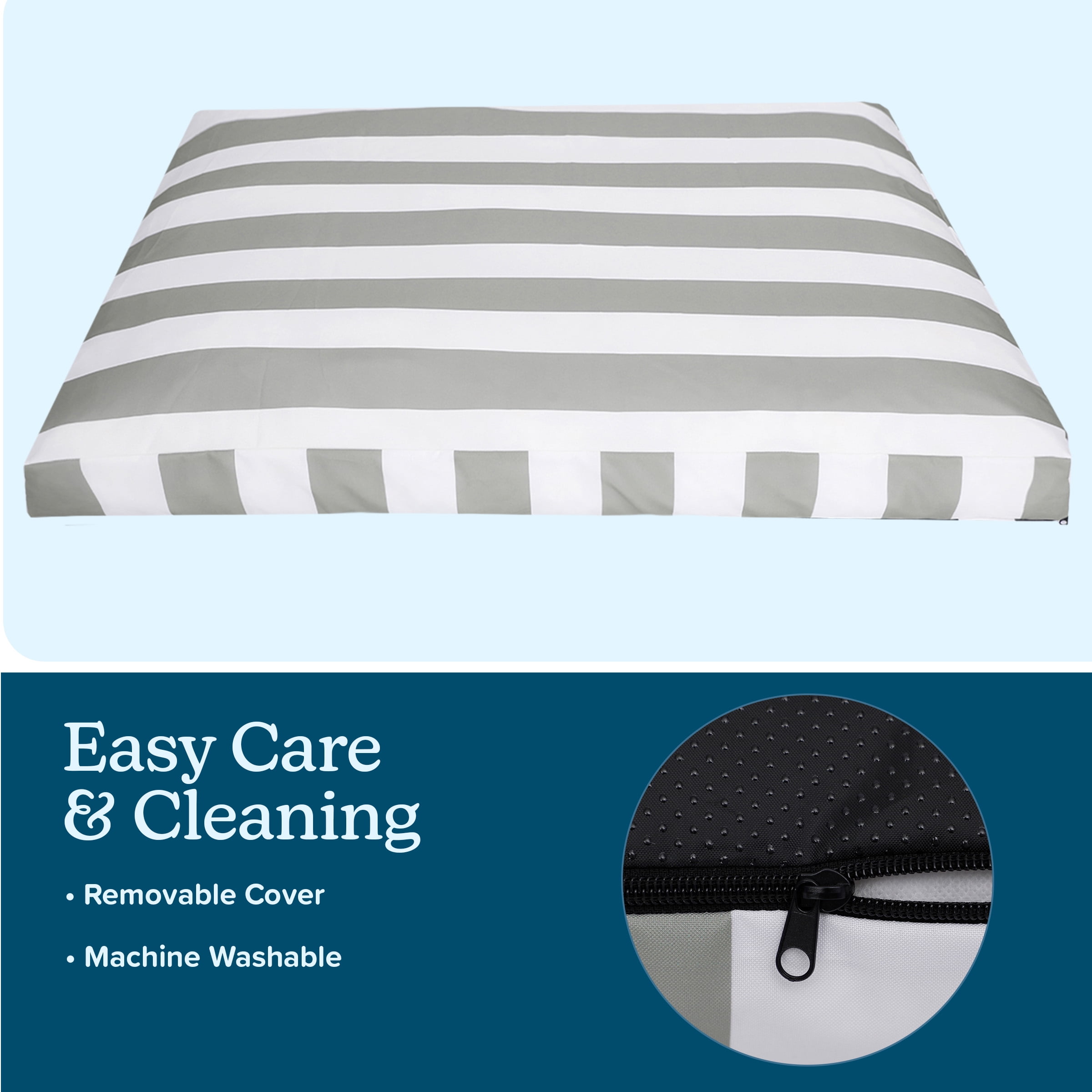 PETMAKER 44in Water-Resistant Dog Bed with Removable Washable Cover (Gray)