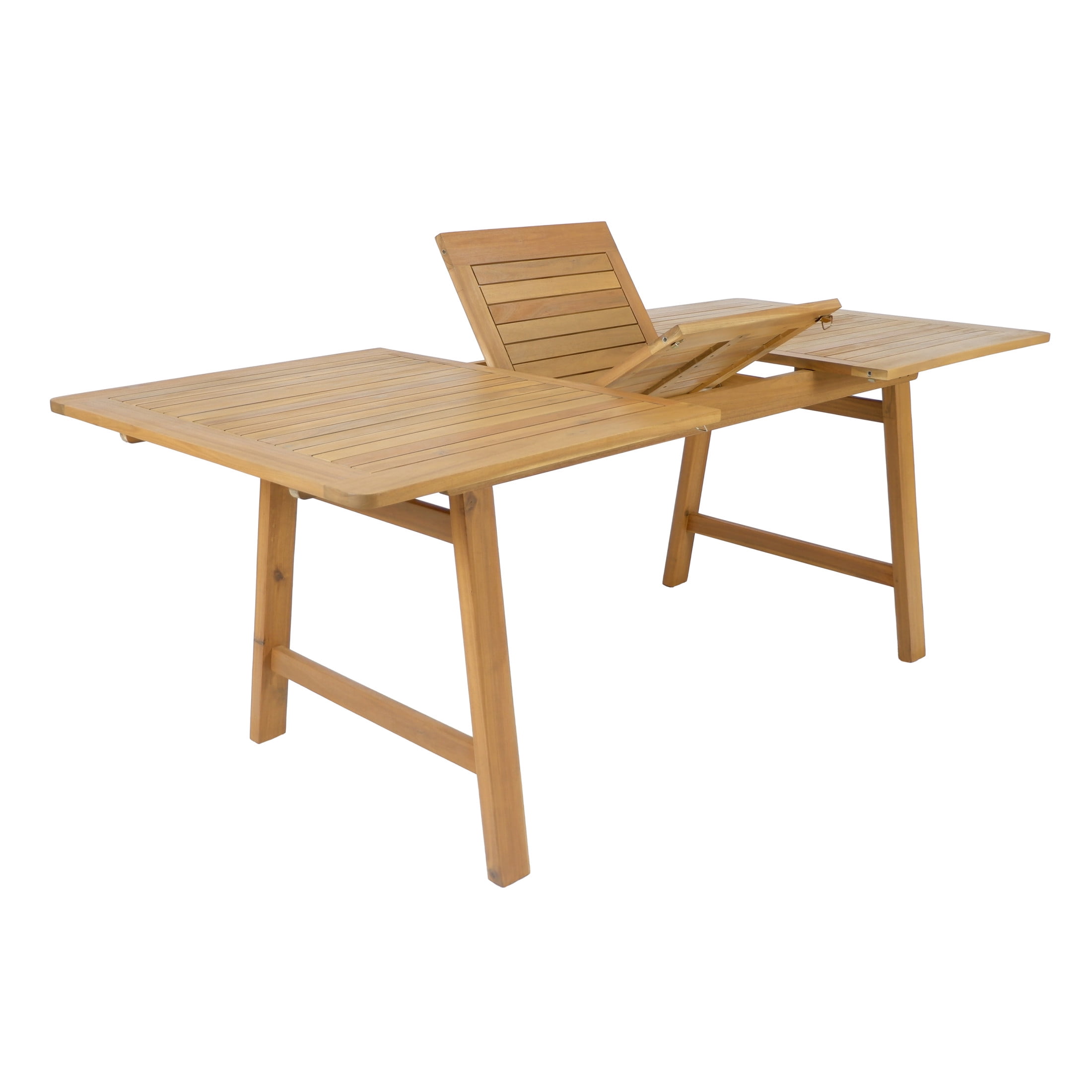 Christopher Knight Home Extendable Patio Dining Table for 6, Acacia Wood Slatted Outdoor Table, Teak