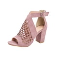 thumbnail image 2 of Dress Shoes for Women Women's Gladiator Sandals Strappy Hollow Out Chunky High Heels Open Toe Ankle Strap Dressy Pumps with Back Zip Cutout Heeled Bohemian Summer Party Sandals 3 Inch Pumps 6, 2 of 4