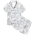 thumbnail image 2 of Ensemble de Pyjama pour Filles à Col à Revers Imprimé DIY, Haut à Manches Courtes et Short Confortable avec Boutons Mignons, Vêtement d'Intérieur Respirant, 2 of 5
