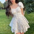 thumbnail image 3 of Vestido corto con mangas abullonadas con estampado floral, vestido corto con mangas abullonadas con estampado floral para mujer Vestido con mangas abullonadas con estampado floral muy versátil, 3 of 9