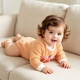 thumbnail image 7 of Ulanda Baby Halloween Outfit Newborn Girl Pumpkin Bow Bubble Romper Sweatshirt Infant Bodysuit Cute Fall Winter Clothes (Orange, 3-6 Months), 7 of 7