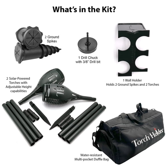 Solar Flickering Flame Torches, Solar Powered, 2-Pack with Adjustable Poles and Bag