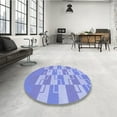 thumbnail image 4 of Ahgly Company Machine Washable Indoor Round Transitional Jeans Blue Area Rugs, 5' Round, 4 of 7