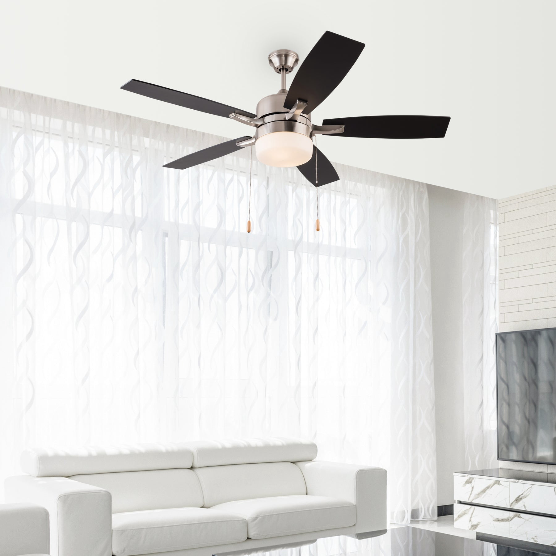 US Home Goods 52in Nickel Modern LED Ceiling Fan