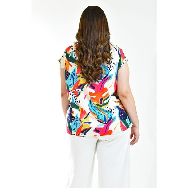 Blusa manga caída Roman Fashion /Tallas Extras, 012 (Multicolor