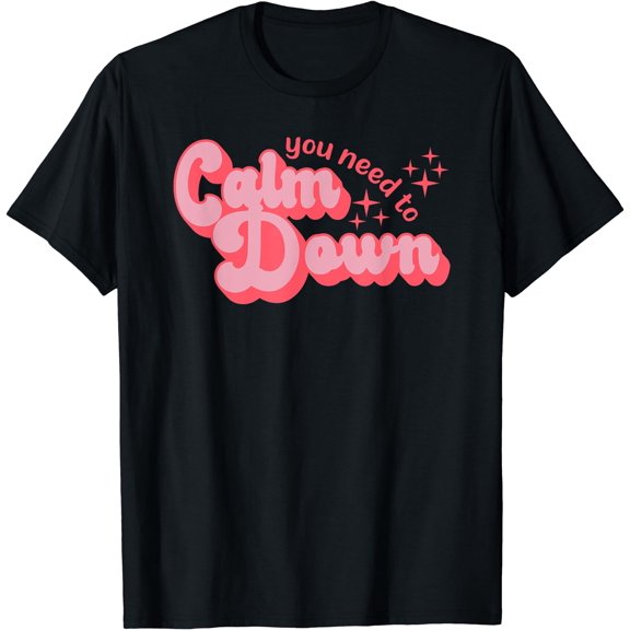 Retro Style Calm Down T-Shirt Black Small