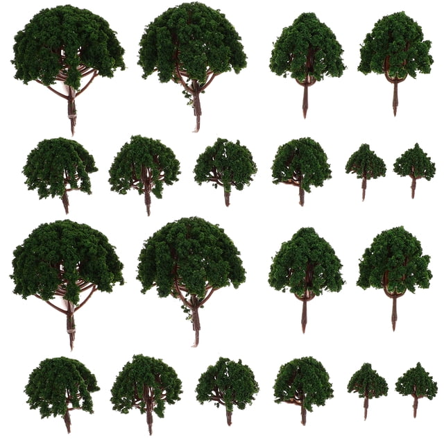 Milisten 20pcs Model Scenery Landscape Trees 3CM-8CM (Dark Green)