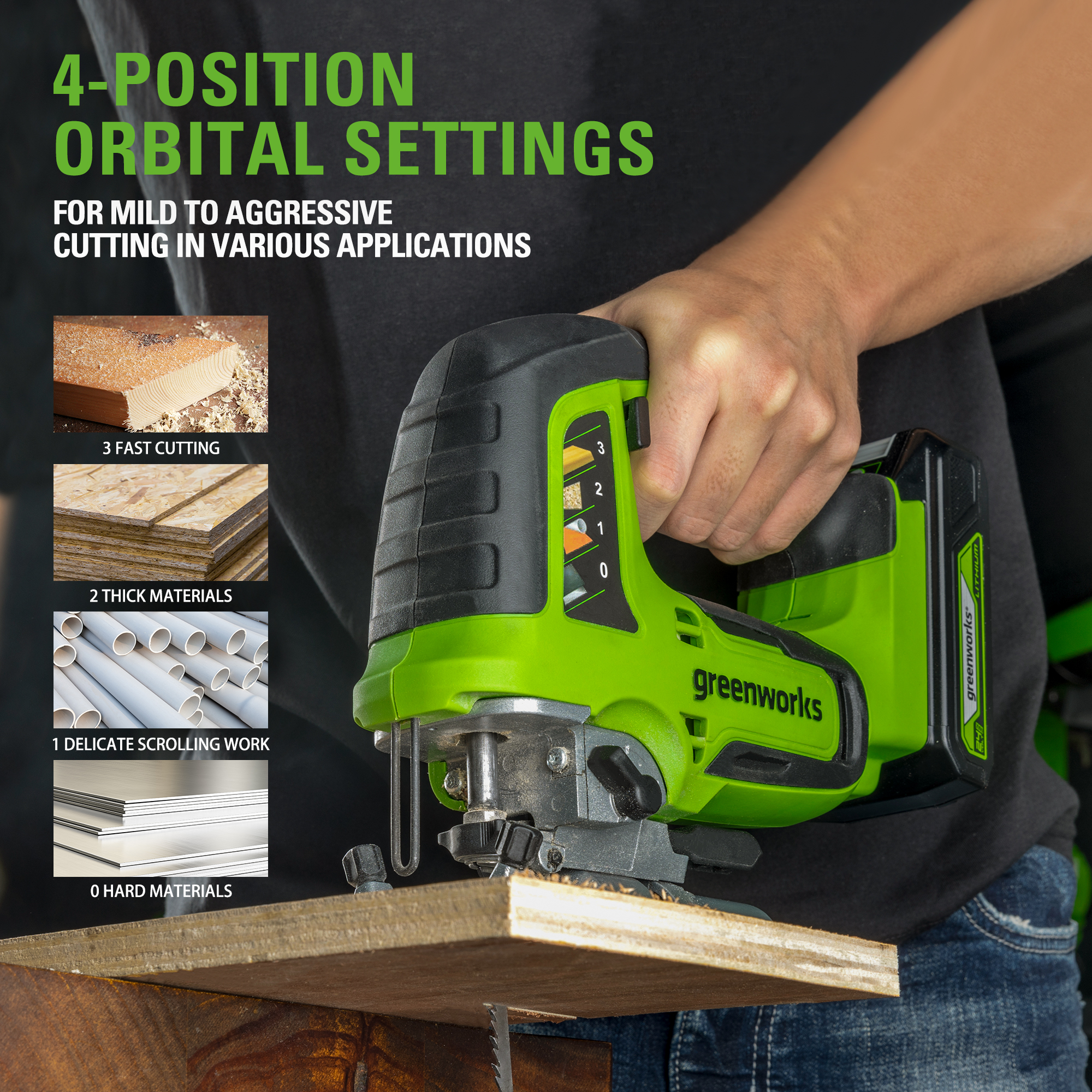 Greenworks New 24V Carpentry 3 Power Tool, Brushless Drill Driver Combo Kit with Two 2Ah Batteries & Charger - image 5 of 7