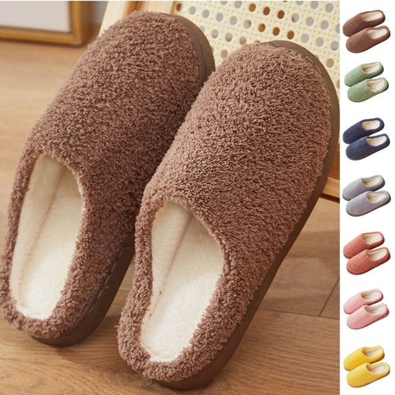 Samdudou Slip On Slippers for Women Closed Toe Terry Cloth House Shoes Memory Foam Bedroom Scuffs Lightweight Daily Indoor Footwear