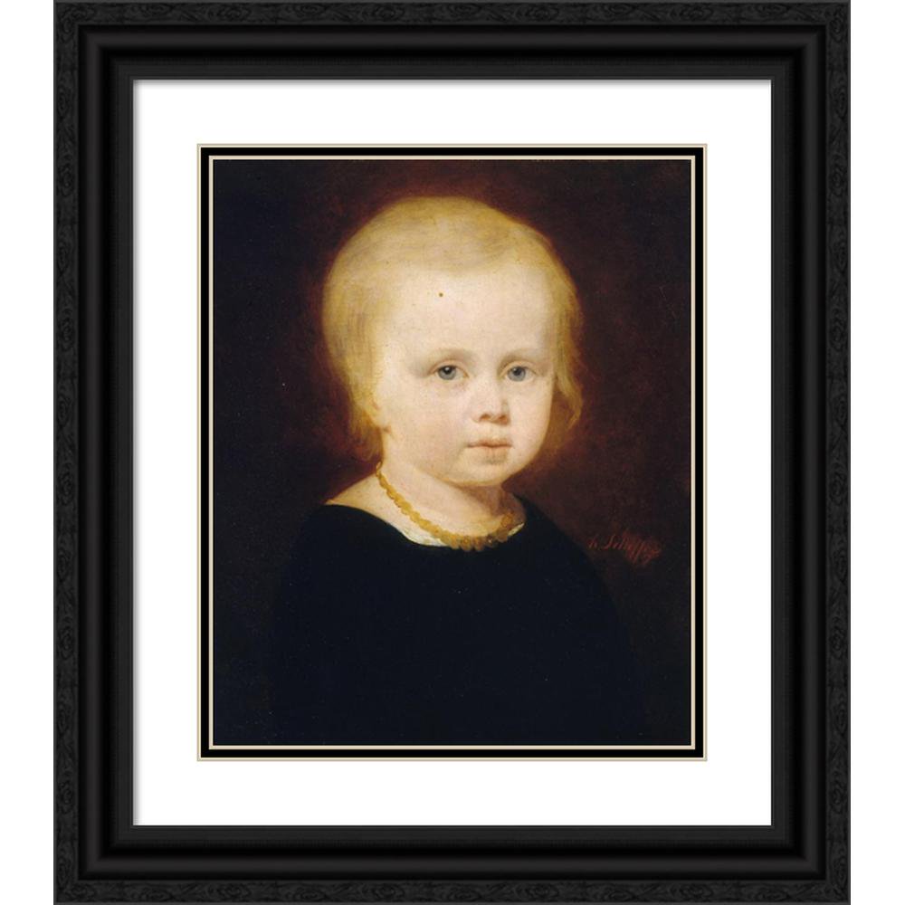 Hendrik Scheffer 20x24 Black Ornate Framed Double Matted Museum Art Print Titled: Portrait D’Enfant (19th Century)