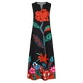 thumbnail image 5 of Women's Summer Maxi Dress 2025 Trendy Floral Print Casual Long Beach Sundress Travel Vacation Outfits Red XXL, 5 of 6