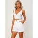 thumbnail image 2 of Camisola de 2 piezas para mujer Allegra K sin mangas con nudo en la espalda y pantalones cortos blanco L, 2 of 5