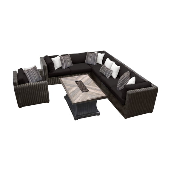 TK Classics Venice 8 Piece Outdoor Sectional Set with Arlo Fire Pit Table