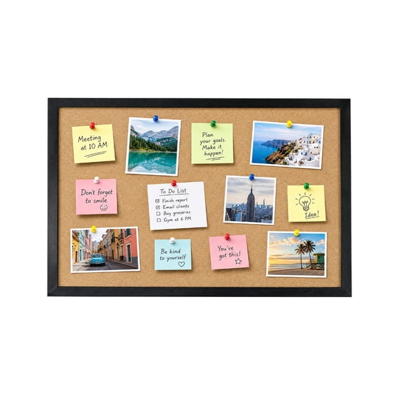 Qiucioku Cork Board Bulletin Board, 16"X 24" inches with Oak Wood Finish Frame, for Wall Office Home and School