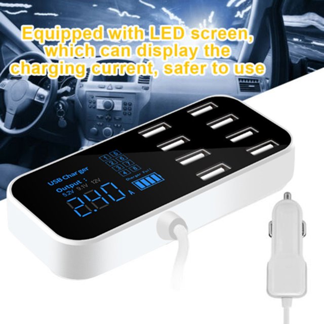 Adaptador Multipuerto Usb 8 Xihbxyly Cargador de Pared para Escritorio Estación Inteligente Pantalla Led