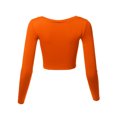thumbnail image 3 of A2Y Women's Basic Solid Stretchable Scoop Neck Long Sleeve Crop Top Orange XL, 3 of 3