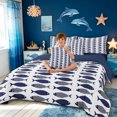 thumbnail image 3 of meiyoeat Ink Pike Fish Twin Bedding for Men Boys, Kawaii Rustic Animal Bedding Comforter Set, White Navy, Blue Reversible, 7pcs, 3 of 6