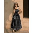 thumbnail image 3 of Vestido Largo Elegante Con Lunares Blancos Sobre Fondo Negro, Cuello, 3 of 20