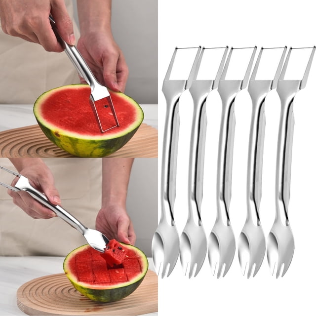 Xihbxyly Cortador de Sandía, Cuchillo Rebanador de Acero Inoxidable, Cortador de Fruta Multifunción, Fácil de Limpiar y Resistente a La Oxidación, Práctico para Cortar Fruta, Perfecto para Fiestas, P