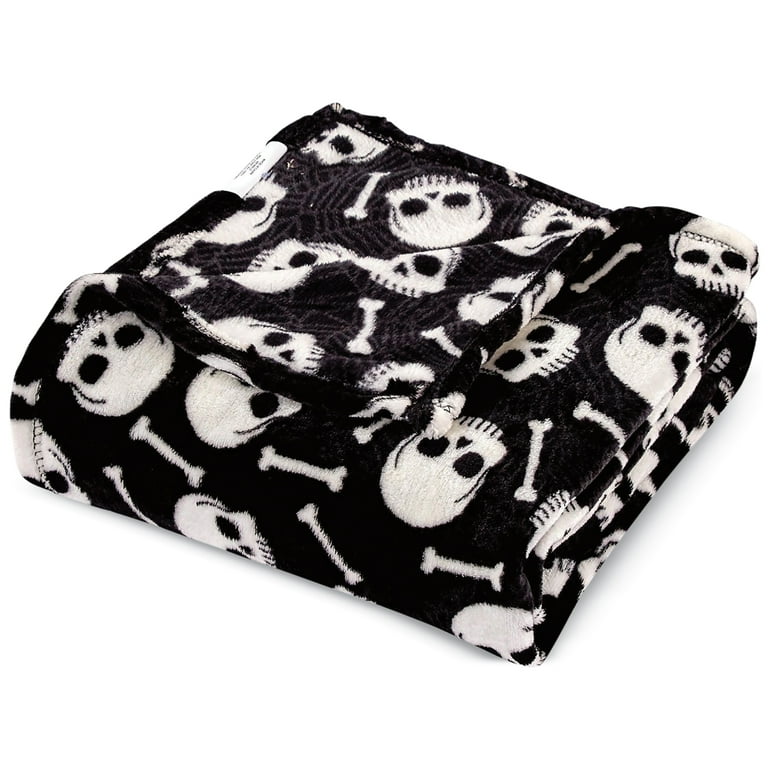 5 Foot Skull and Bones Cozy Fleece Throw Blanket Walmart