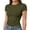 Army Green, variant on Summer Tops for Women , Slim Fit Base Layer Thin Stretchy Round Neck Short Sleeve Tee , Womens Summer Tops,White M