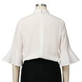 thumbnail image 6 of GRACEART Women's Clergy Blouse Top, Tab Collar, 3/4 Ruffle Flare Sleeve, Round Tailed, 6 of 9