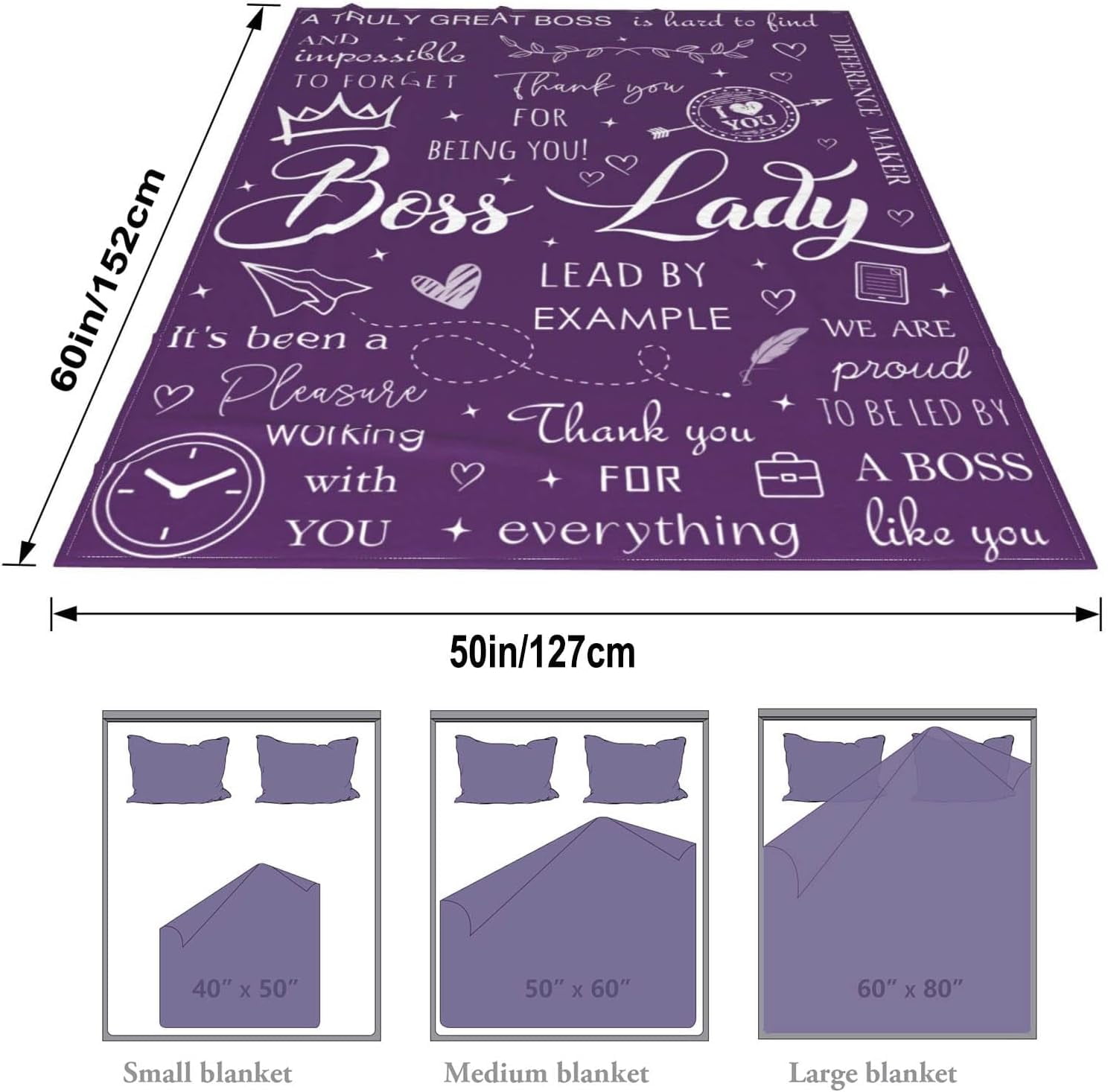 Boss Lady Gifts for Women Blankets, Boss Day Gifts, Boss Gifts Throw 60"X50", Gifts for Boss, Best Boss Gifts for Women, Boss Christmas Birthday Gifts, Bosses Day Gifts for Women
