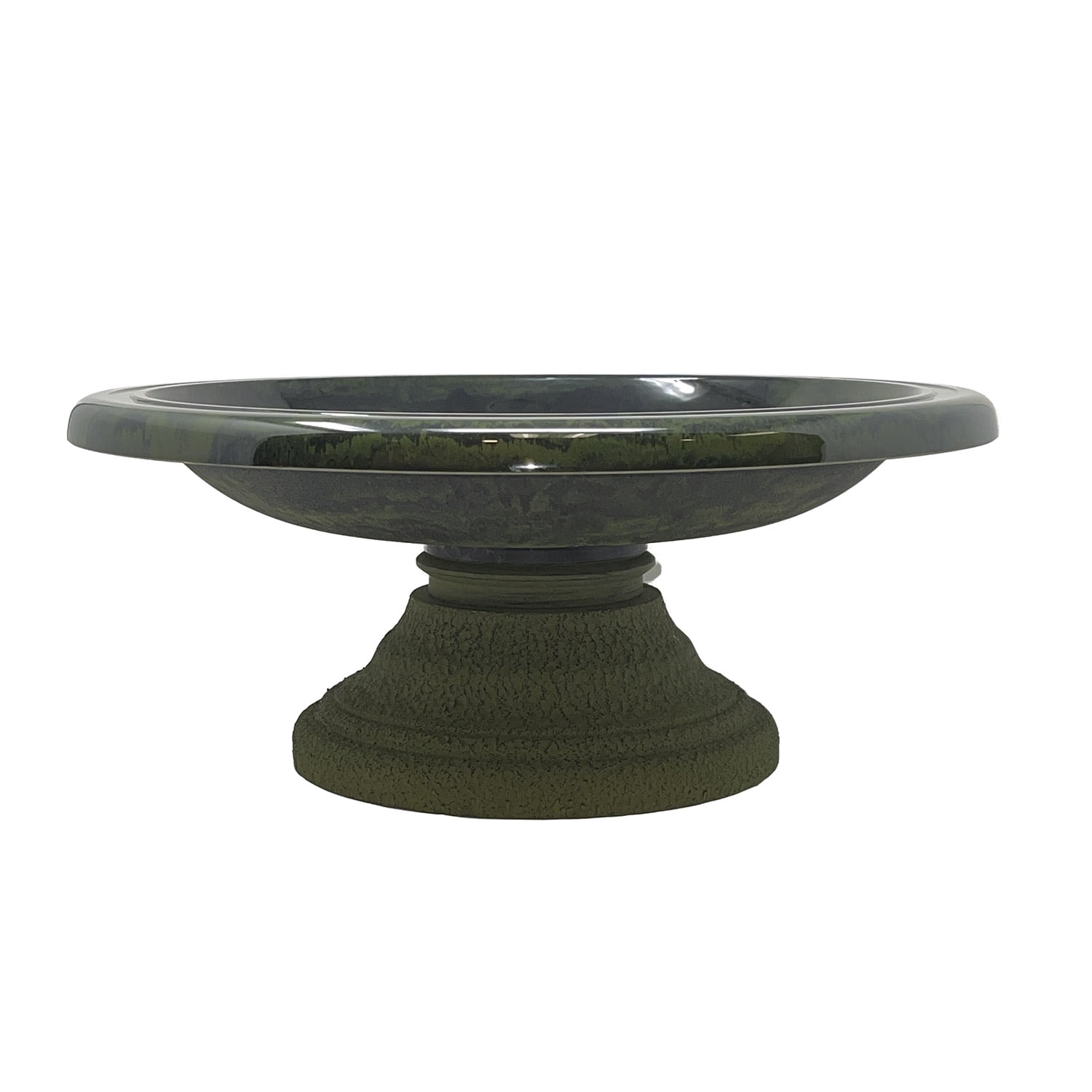 Birds and Beyond Hunter Green Lightweight Freestanding Clay Bird Bath Basin with 7.5"H Small Base Sand