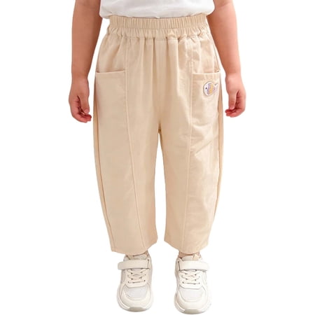CAIVO Child Girls Summer Lightweight Beach Pants For Girls Breathable Sun Pants For Outdoor Play Holiday Solid Color Trousers