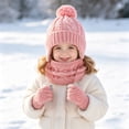 thumbnail image 5 of Kids Winter Hat Gloves Scarf Set,Girls Toddler Children Hats Beanie with Pom Knit Neck Warmer Gaiter Mittens Fleece Lined Set, 5 of 6